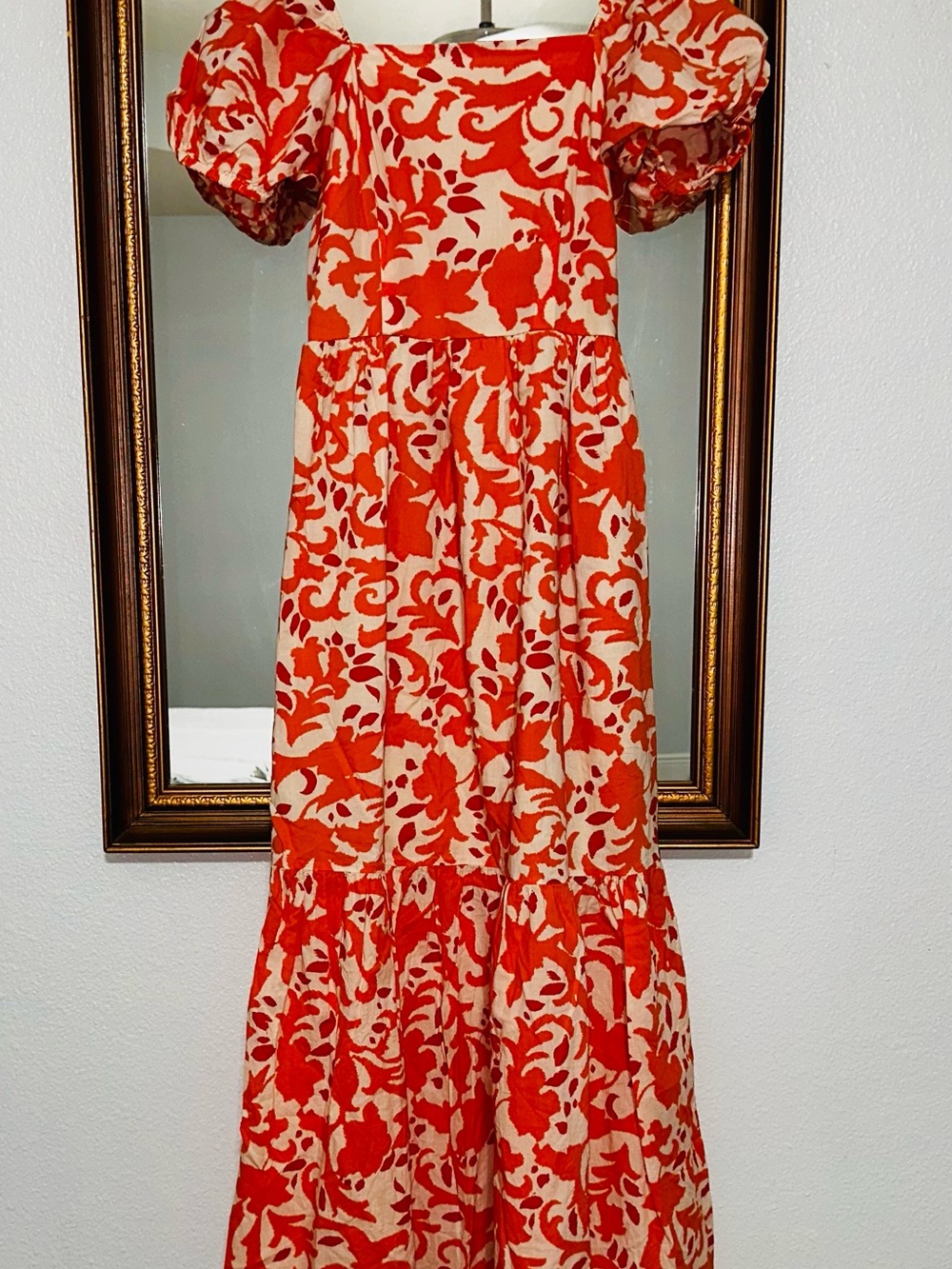 Tea Rose Flutter Sleeve Orange Floral Maxi Dress NWOT Cotton Dress